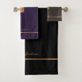 Conjunto De Toalhas Grelha de giz de ouro elegante moderno