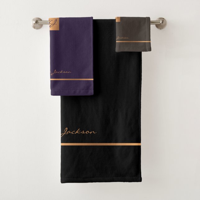 Conjunto De Toalhas Grelha de giz de ouro elegante moderno (Insitu)