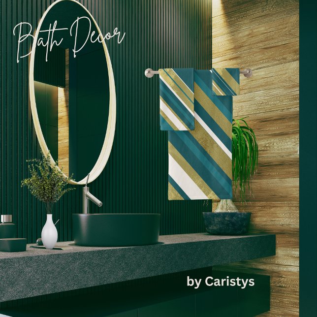 Conjunto De Toalhas Grelha Dourada em Teal Escuro (Criador carregado)