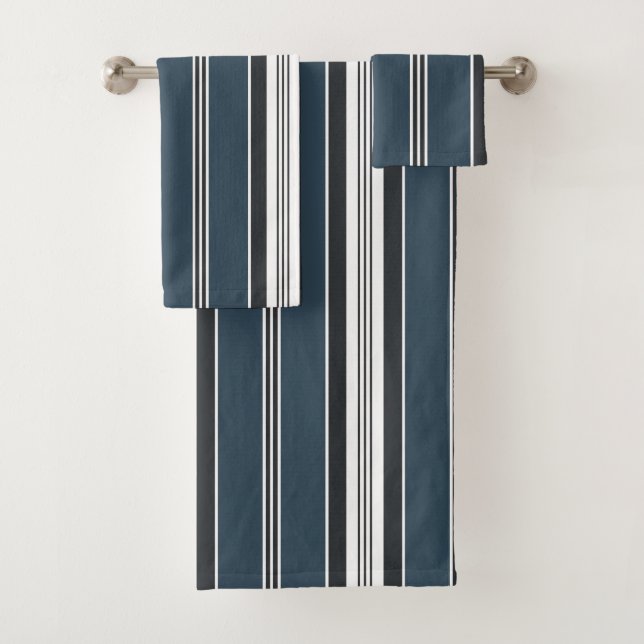 Conjunto De Toalhas Greve de Tique de Cinza Azul Elegante (Insitu)