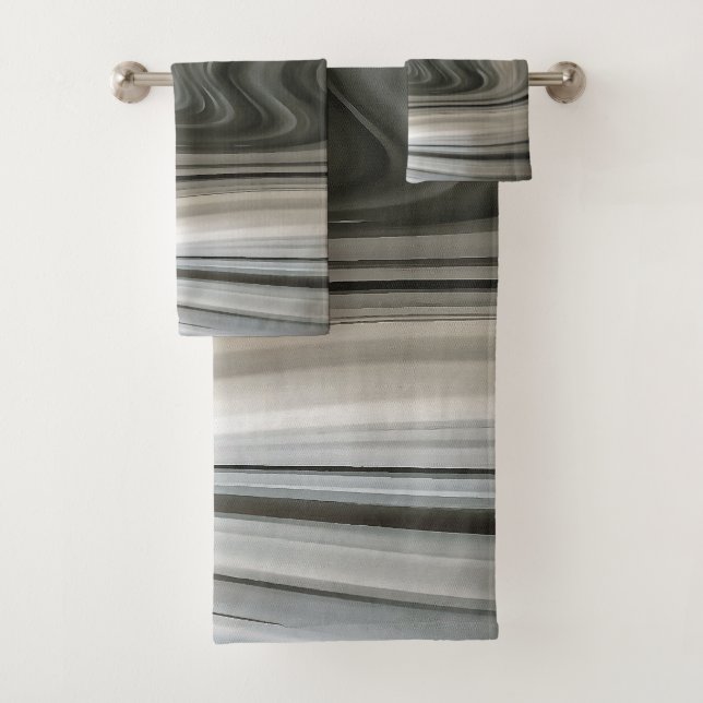 Conjunto De Toalhas Grey Monotone Artistic Acrylic Pour Abstract (Insitu)