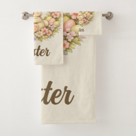 Conjunto De Toalhas Grinalda Floral de Coelhinho da Páscoa Vintage Fel