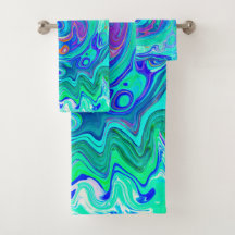 Groovy Abstrato Oceano Azul e Verde Líquido Redemo