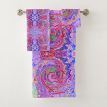 Groovy Abstrato Retro Vermelho, Roxo e Rosa Swirl