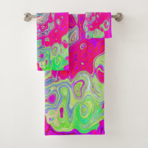 Groovy Abstrato Teal Blue e Red Swirl