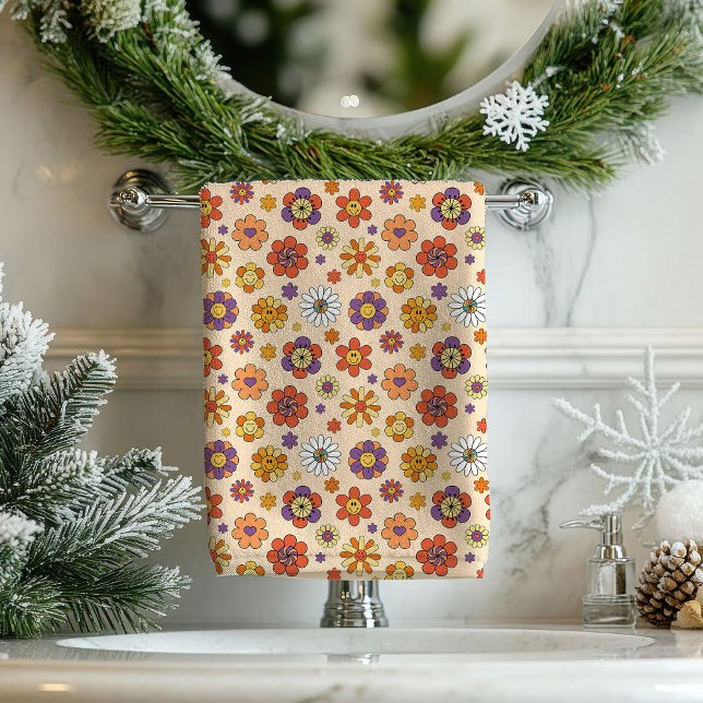 Conjunto De Toalhas Groovy Bath Towel 70s Boho Eclectic Vibe Pop (Groovy Bath Towel 70s Boho Eclectic Vibe Pop)