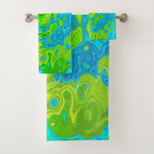 Conjunto De Toalhas Groovy Chartreuse e Aquamarine