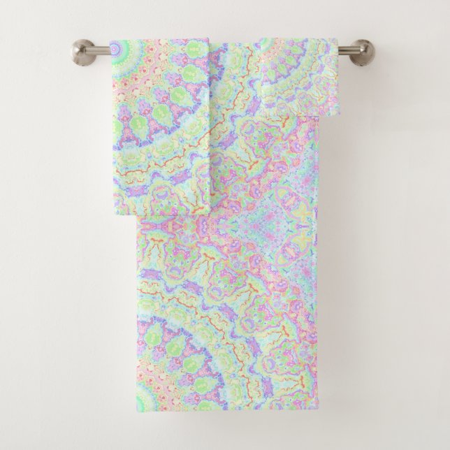 Conjunto De Toalhas Groovy Funky Boho Hippie Arco-íris Mandala Abstrat (Insitu)