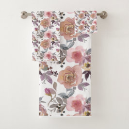 Conjunto De Toalhas Groovy Retro Flowers Vintage 70s 60s Rosa Floral