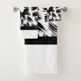 Conjunto De Toalhas Grunagem de pincel branco preto