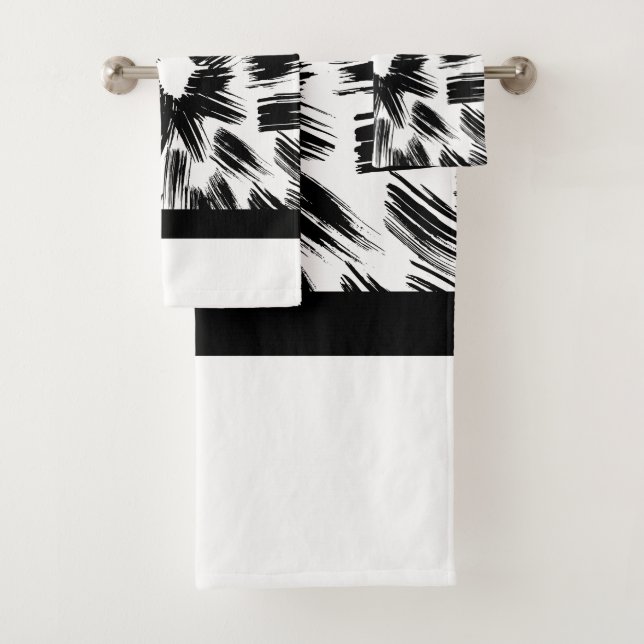 Conjunto De Toalhas Grunagem de pincel branco preto (Insitu)