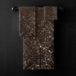 Conjunto De Toalhas Grunge de Bronze Glimmery | Rich Brown Glam Damask