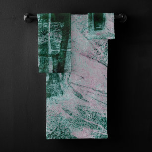 Conjunto De Toalhas Grunge de Grafite pintado Moody Plum Purple Gree