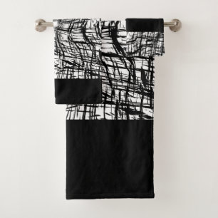 Conjunto De Toalhas Grunge de Pincel Preto e Branco