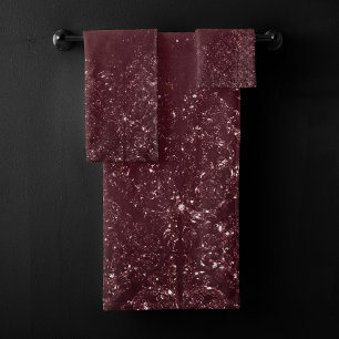 Conjunto De Toalhas Grunge de Vinho Glimeroso Sangria Bordeaux Damas