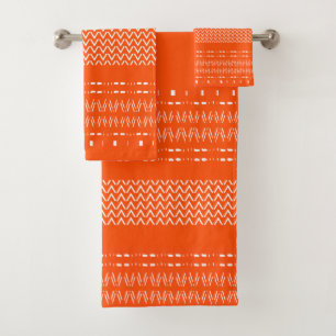 Conjunto De Toalhas Grupo inspirado tribal africano alaranjado e