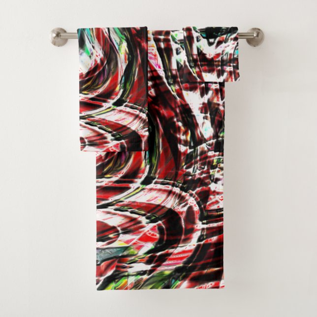 Conjunto De Toalhas Guerra às listras cianas verdes contra o vermelho (Insitu)