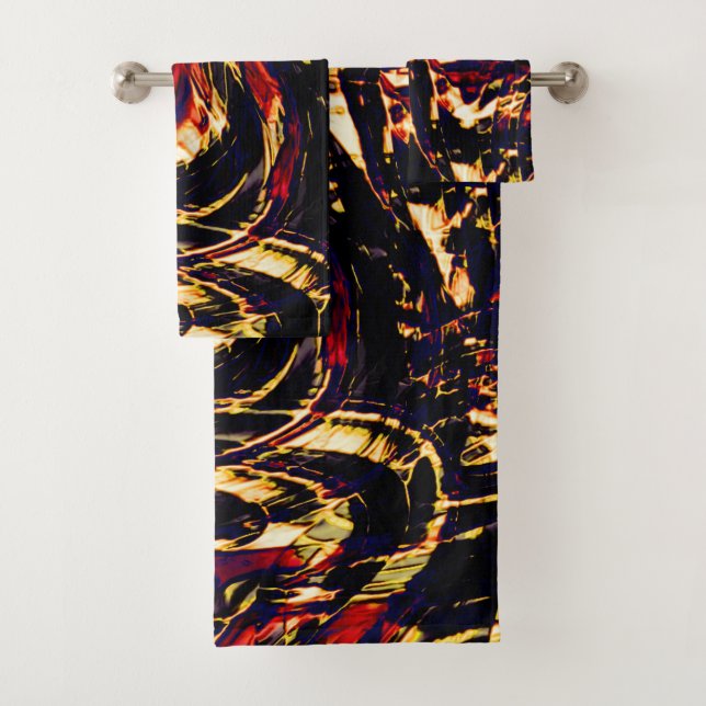 Conjunto De Toalhas Guerra de fitas ouros contra vermelho, em fundo es (Insitu)