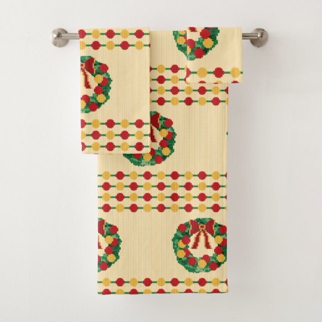 Conjunto De Toalhas Guirlanda de Natal em Tricô (Insitu)