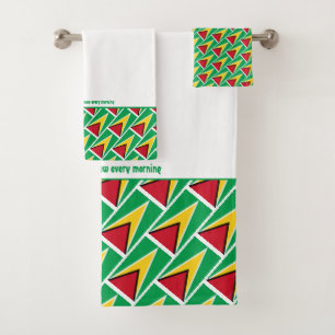 Conjunto De Toalhas GUYANA FLAG - Escritura Personalizada BRANCA