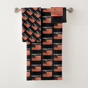 Conjunto De Toalhas Gymnastics Grunge American Flag