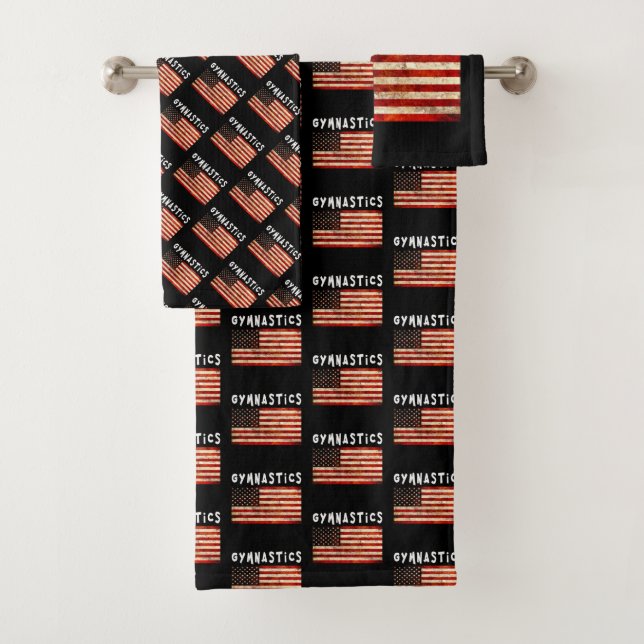Conjunto De Toalhas Gymnastics Grunge American Flag (Insitu)