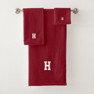 Conjunto De Toalhas H Monograma em Carmesim