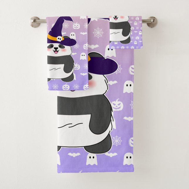 Conjunto De Toalhas Halloween Cute Baby Panda Witic Wand (Insitu)