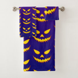 Conjunto De Toalhas Halloween Grinning Face Jack o Lanterna Pumpkin