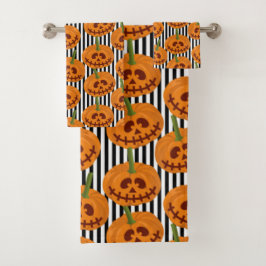 Conjunto De Toalhas Halloween Happy Pumpkin Patterno