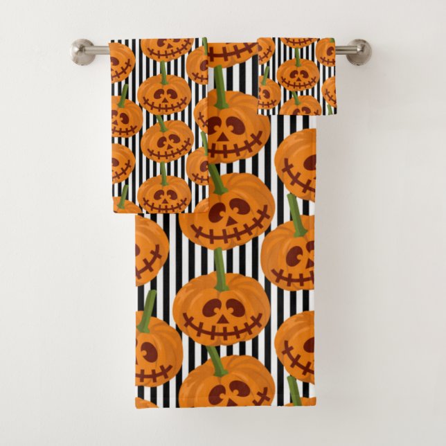 Conjunto De Toalhas Halloween Happy Pumpkin Patterno (Insitu)