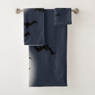 Conjunto De Toalhas Halloween Lua Cheia Com Morcegos