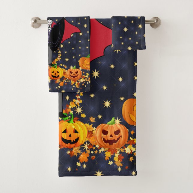 Conjunto De Toalhas Halloween Vampire Ghost Pumpkins Personaliza (Insitu)