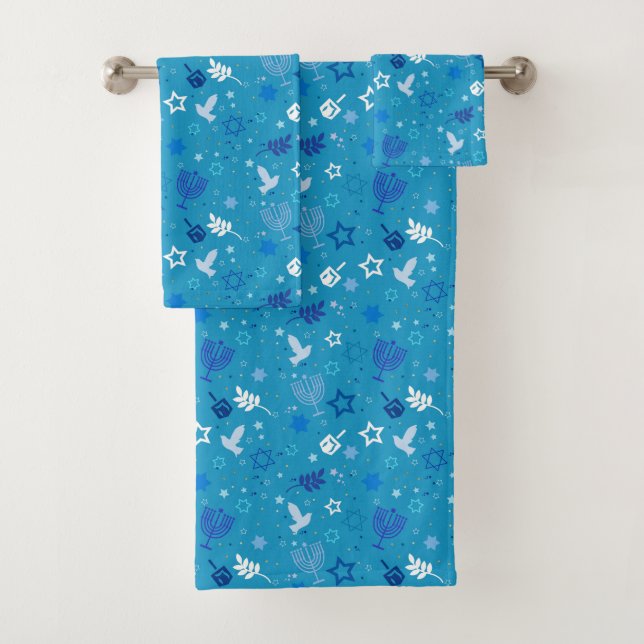 Conjunto De Toalhas Hanukkah Stars Towel Set (Insitu)