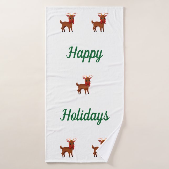 Conjunto De Toalhas Happy Holidays Reindeer (Toalha de Banho)
