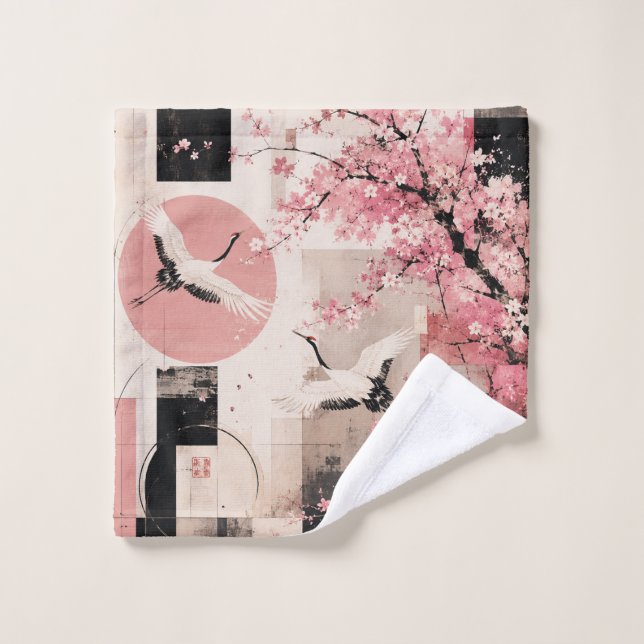 Conjunto De Toalhas Harmonia Avant-Garde de Sakura e Grous (Pano de lavar)