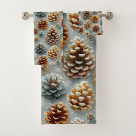 Conjunto De Toalhas Harmonia de Pinecones de inverno