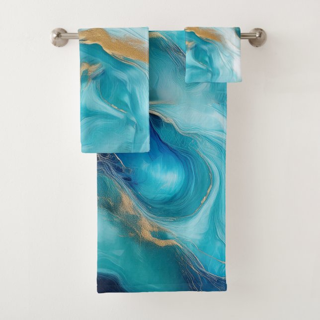 Conjunto De Toalhas Harmonia Oceânica: Pinceladas de Cobalto e Turques (Insitu)