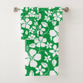 CONJUNTO DE TOALHAS HAWAIIAN HULA (HIBISCUS) GREEN BATH TOWEL SET