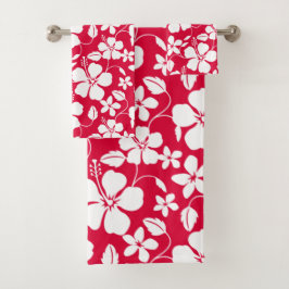 CONJUNTO DE TOALHAS HAWAIIAN HULA (HIBISCUS) RED BATH TOWEL SET