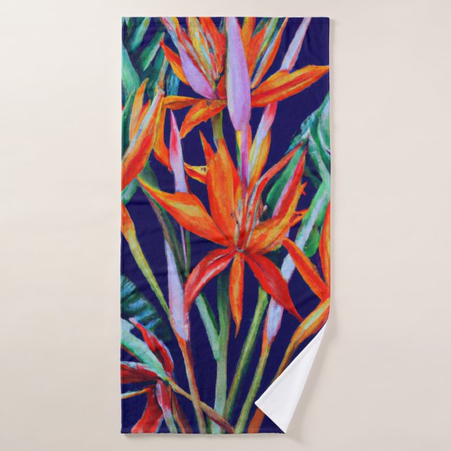Conjunto De Toalhas Heliconia em azul tropical (Toalha de Banho)