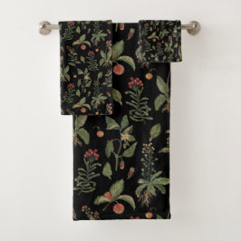 Conjunto De Toalhas Herbo de Cottagecore Preto