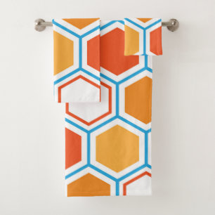 Conjunto De Toalhas Hexagon in orange, blue and white