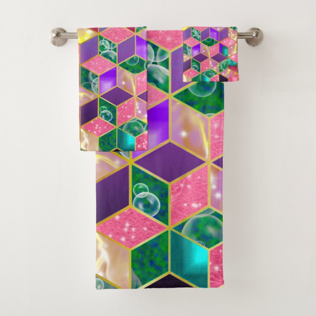 Conjunto De Toalhas Hexágono Multimisto Diamante Divertido (Insitu)