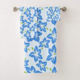 Conjunto De Toalhas Hibisco Azul, Flores Azuis, Padrão De Flores
