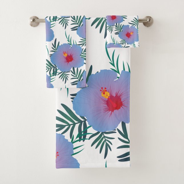 Conjunto De Toalhas hibisco azul tropical (Insitu)