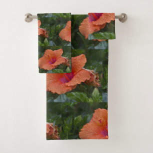 Conjunto De Toalhas Hibiscus alaranjado
