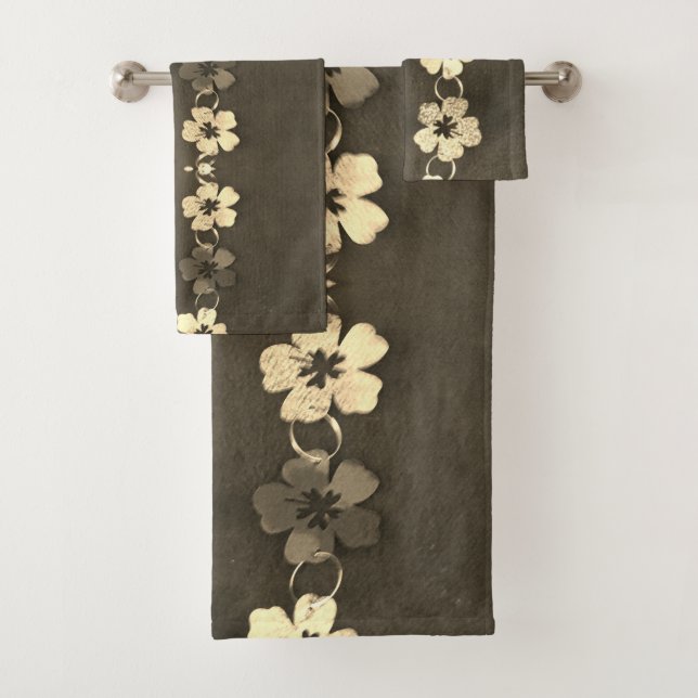Conjunto De Toalhas Hibiscus Brown Floral (Insitu)