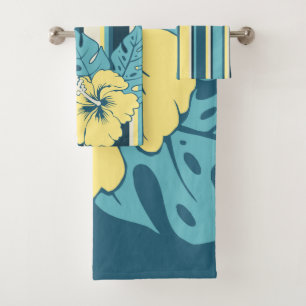 Conjunto De Toalhas Hibiscus havaiano da praia do Banzai floral e