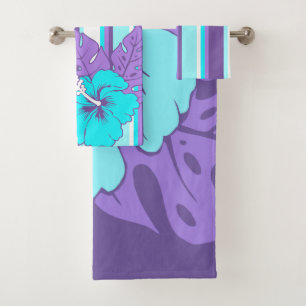 Conjunto De Toalhas Hibiscus havaiano da praia do Banzai floral e